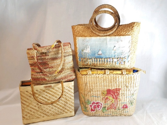 New and Vintage Straw Purse Lot