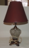 Embossed Glass and Brass Lamp