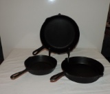 Three Cast Iron Frying Pans