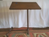 Antique Oak and Iron Art Bed Table