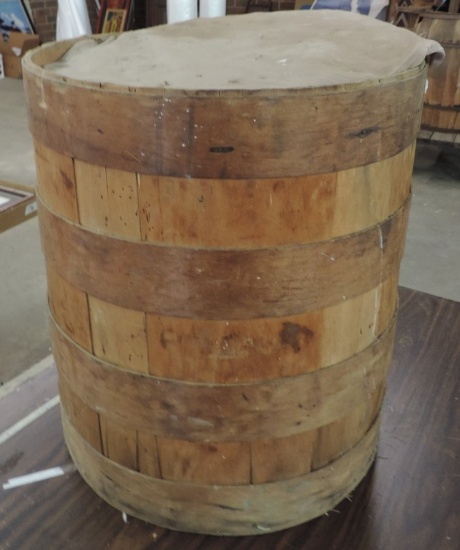 Large Antique Wood Barrel with Lid