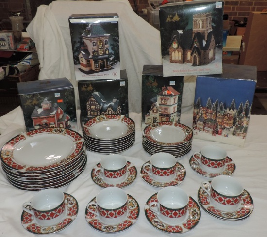 Lot of Christmas China and Porcelain Houses