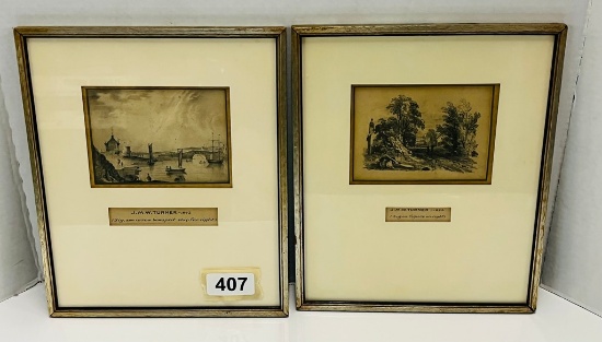 Pair Of Framed J. M. Turner Black & White Prints | Online Auctions