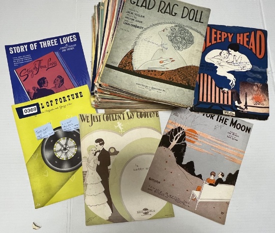 180 Piece Lot of Individual Sheet Music from 1920's-1940's.