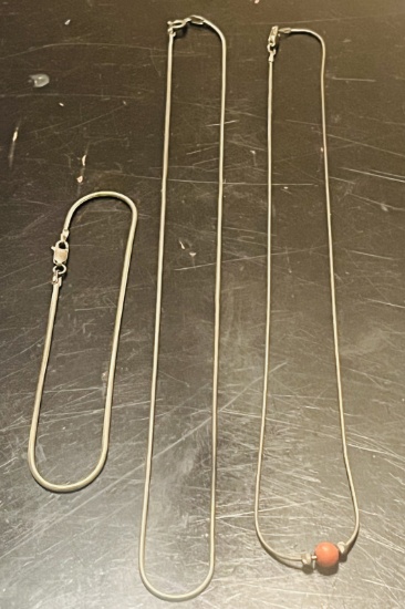 (2) Sterling Silver Necklaces and Sterling Bracelet