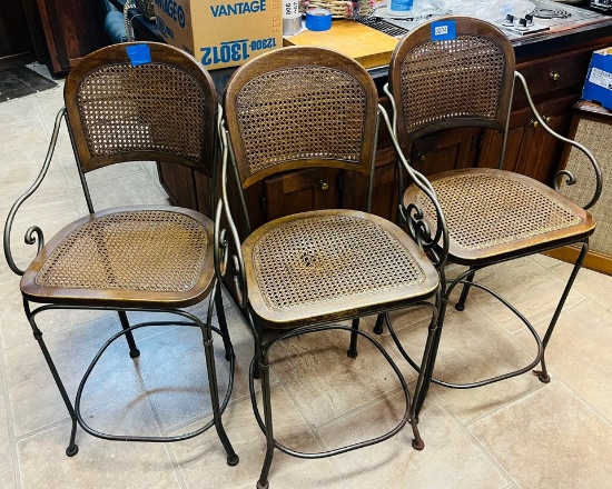 (3)  Caine Back Bar Stools