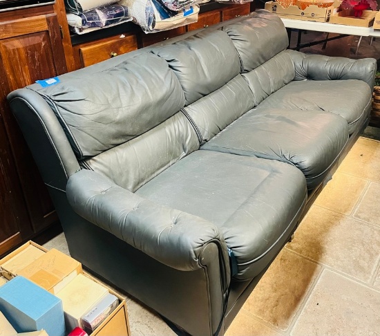 Slate Gray Leather Sofa by Classic