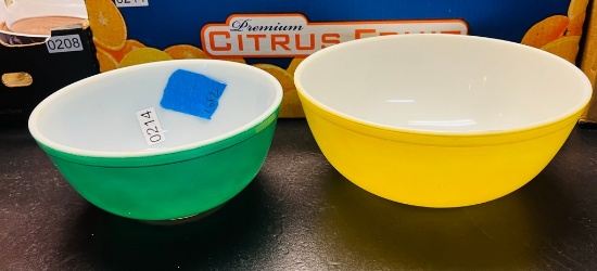 Two Graduated Pyrex Mixing Bowls