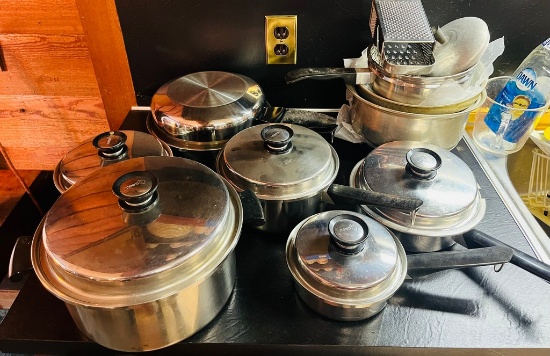 Large Lot of Stainless Cookware