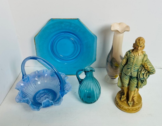 Lot of Glassware and Chalk Figurines