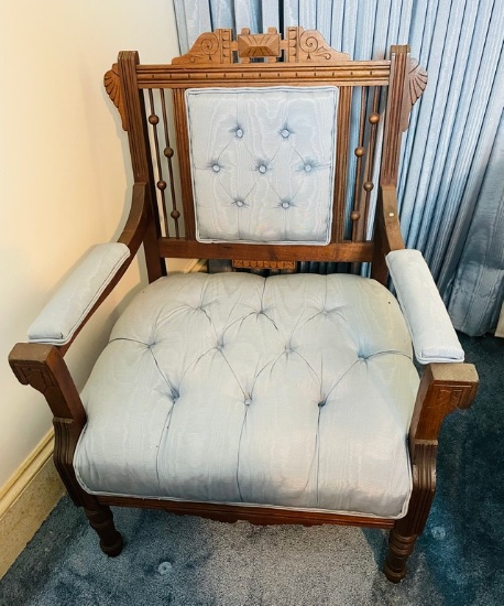 Upholstered East Lake-Style Arm Chair