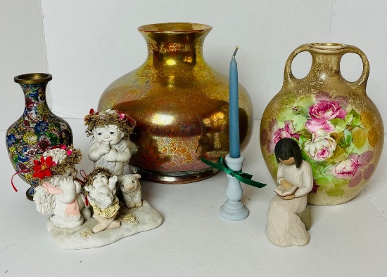 Lot of Victorian Ceramics and Cloisonne Vase