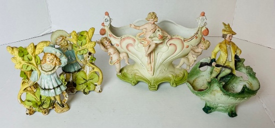 Lot of German Bisque Figurines and Planters
