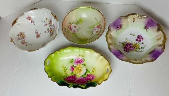 Lot of 4 Austrian Decorated Serving Bowls