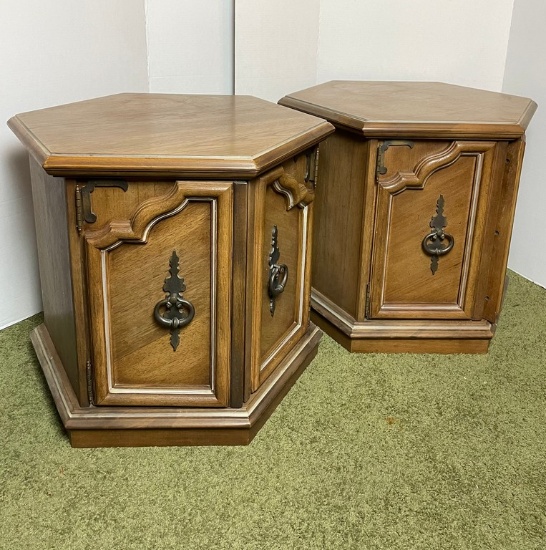 Pair Mid-Century Octagonal Shaped End Table