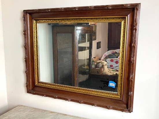 Wonderful Deep Dish Carved Walnut Mirror
