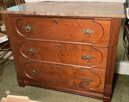 Victorian Marble Top Three-Drawer Dresser