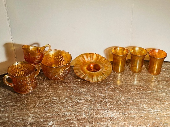 Lot of Marigold Carnival Glass