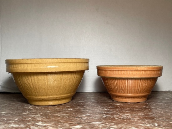Two Vintage Yellow Ware Bowls