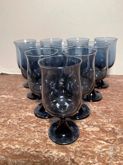 Lot Ten Blue Wine Glasses
