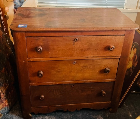 Small Walnut Three-Drawer Chest