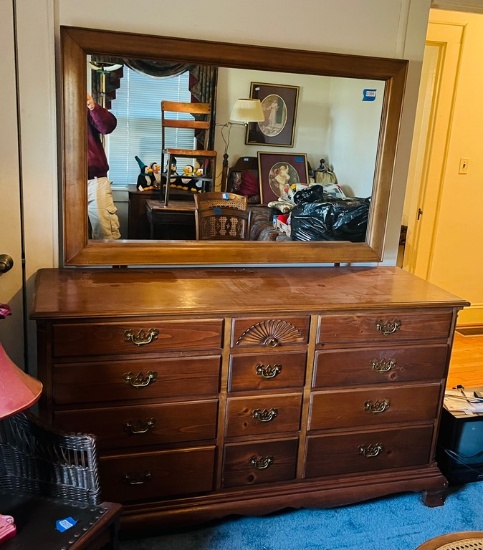 Drexel Thirteen Drawer Dresser with Mirror