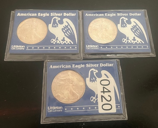 (3) 1997 American Eagle Silver Dollar in Government Pack