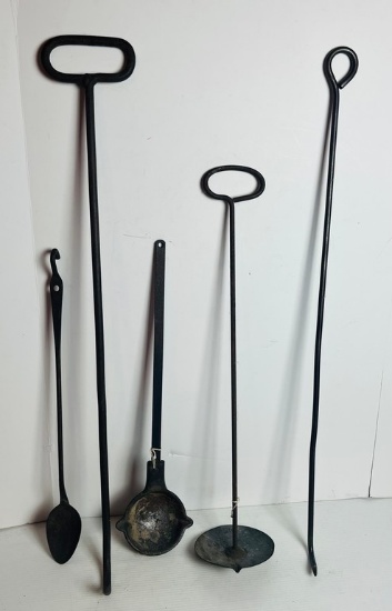 Antique  Iron Handled Utensils and Fireplace Tools
