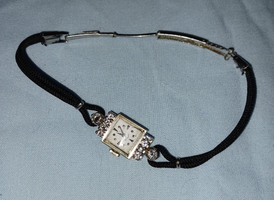 14 K White Gold Ladies Hamilton Watch With Diamonds