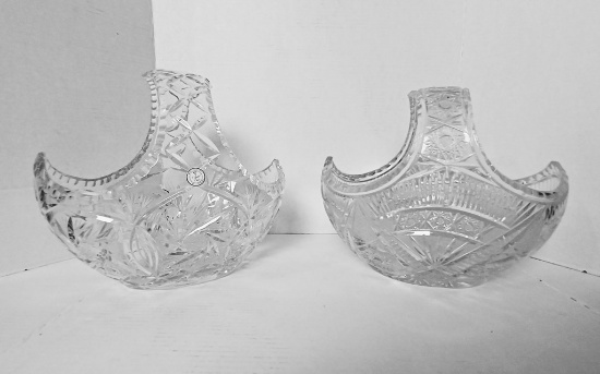 Two Cut Glass Handled Baskets