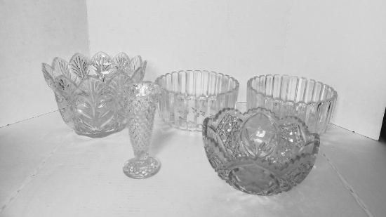 Lot of Pressed and Etched Glass