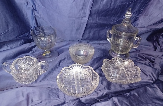 Lot of Miscellaneous Pressed and Cut Glassware
