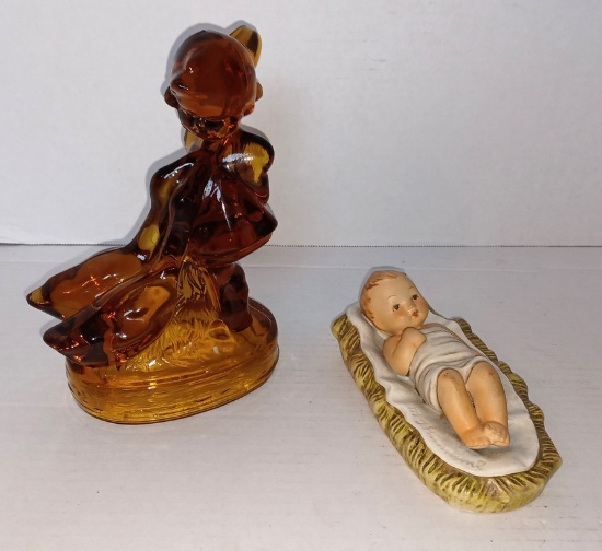 Hummel and Amber Glass Figurine