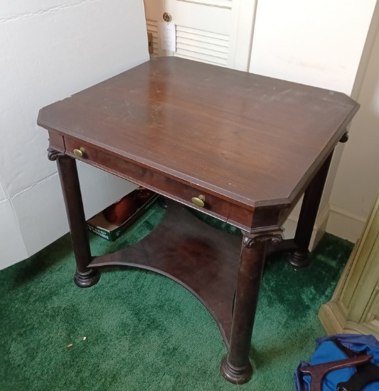 Antique Mahogany One-Drawer Library Table