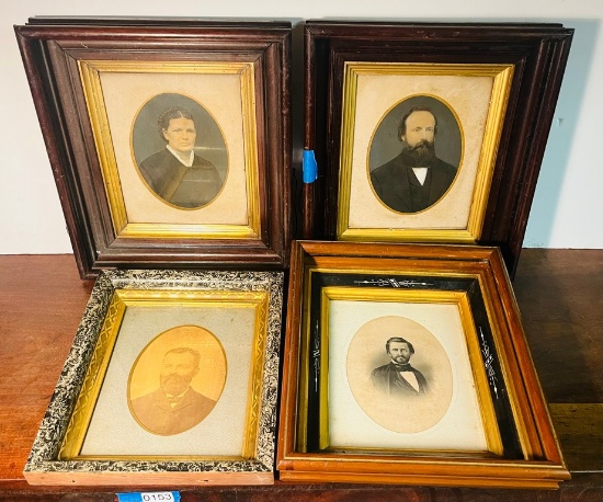 Lot of Four Deep Dish Framed Portraits