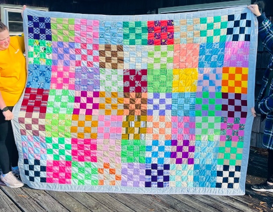 1940's Hand-Stitch Twelve Patch Polyester Quilt