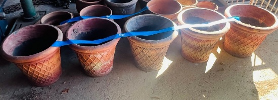 Five Clay Basket Weave Planter