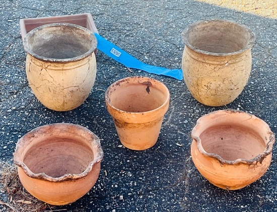 Six Smaller Clay Planters