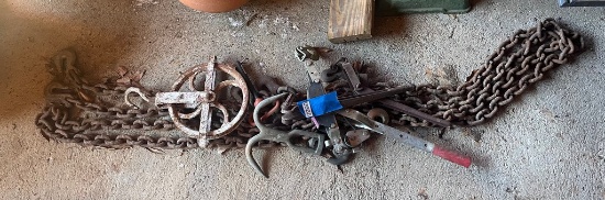 Three Com Alongs, Chain and Well House Pulley
