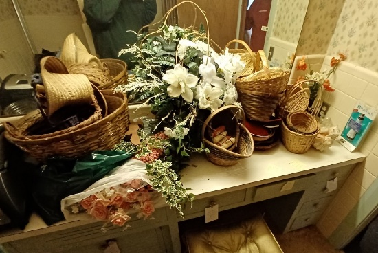 Lot of Silk Flowers and Greenery