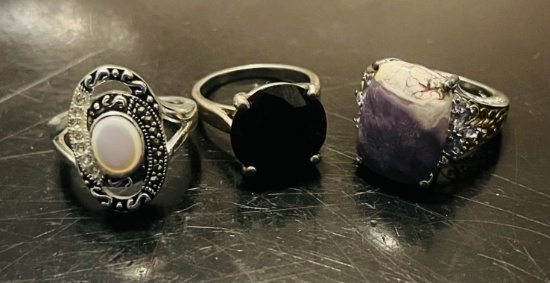 Lot of (3) Sterling Silver Rings