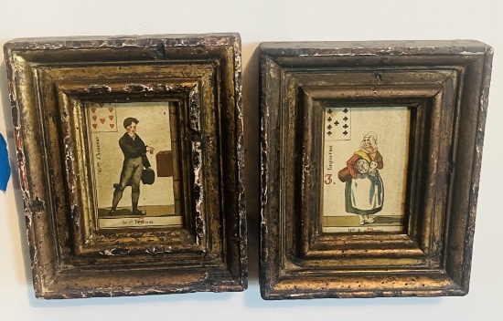 Pair of 17th Playing Cards in Frames