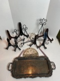 Lot of Plate Stands and Silver Plate Tray