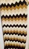 Brown and White Crocheted Afghan