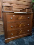 Victorian Walnut and Burl Marble Top Chest