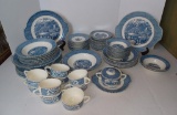 Set of Currier and Ives Blue and White Dishes