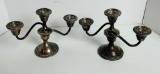 Pair of Sterling Candleholders - Three-Branch
