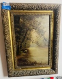 Oil on Board with Nice Ornate Gold Frame