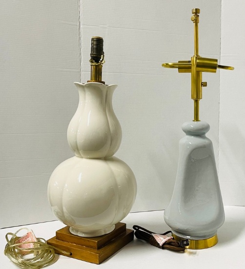 (2) Designer Ceramic Lamps on  Bases