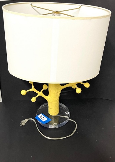 Papier Mache Abstract Lamp on Lucite Base